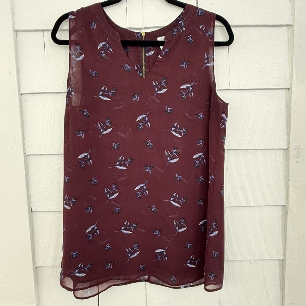 Cabi Womens Med Sheer Floral Blouse Sleeveless Keyhole Lightweight Feminine 3444